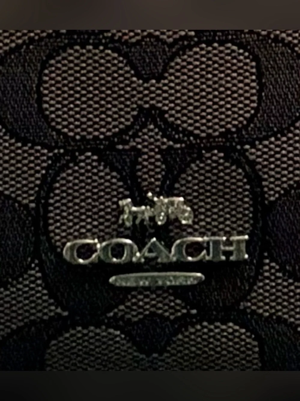 Coach Signature Jacquard Small Dufflette Crossbody Bag Black Grey 25697